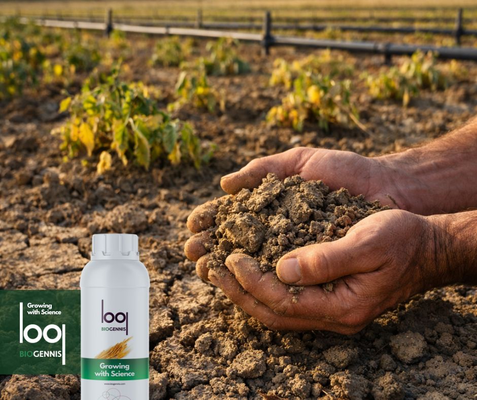 agricultor observando cultivo con crecimiento irregular en suelo seco para entender por qué tu cultivo no responde aunque lo abones